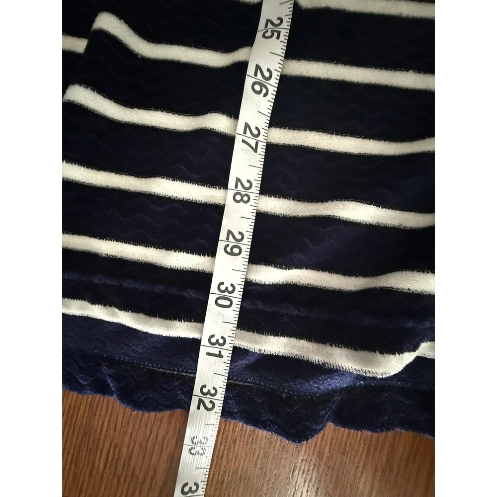 Paco Sport Vintage Quarter Zip Pullover Navy Blue White Striped Fleece XL